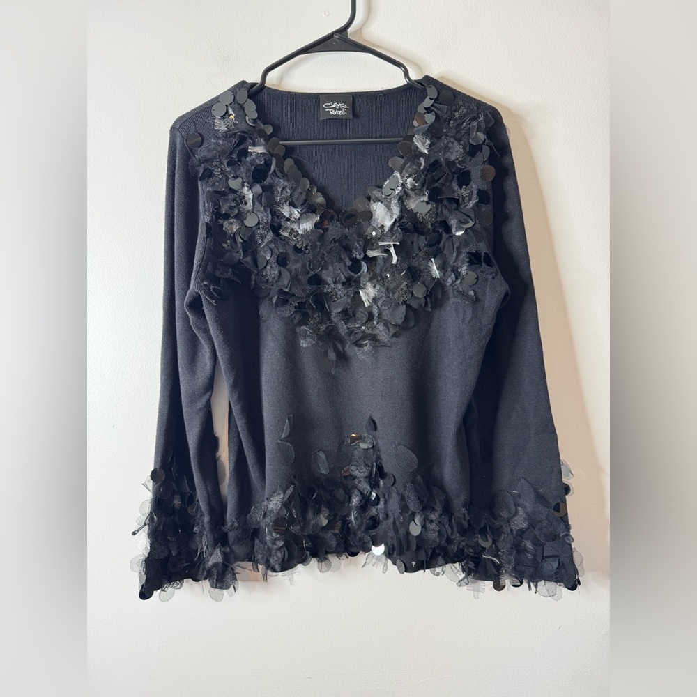 Vintage Christina Rotelli sweater with sequin embellishment black medium